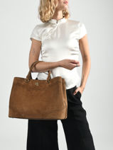 Handtas Dryden Leder Lauren ralph lauren Bruin dryden 31P15645-vue-porte