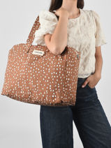 Schoudertas A4 C�lestins Gerecycleerd Katoen Rivedroite Bruin biche oh ma biche CELEBICH-vue-porte