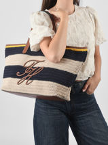 Schoudertas Th Nautical Katoen Tommy hilfiger Blauw th nautical AW18816-vue-porte