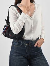 Schoudertas Tjw Icon Gerecycleerd Polyester Tommy hilfiger Zwart tjw icon AW18780-vue-porte