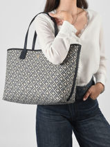 Schoudertas Th Icon Gerecycleerd Polyester Tommy hilfiger Blauw th icon AW18889-vue-porte