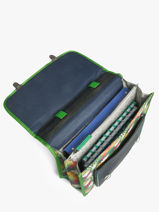 Boekentas Kind 2 Compartimenten Cameleon Groen retro CA38-vue-porte