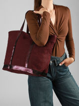 Schoudertas Met Rits L Le Cabas Linnen Vanessa bruno Violet cabas lin 31V40409-vue-porte
