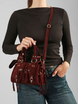 Cross Body Tas Velvet Leder Milano Rood velvet VE24092O-vue-porte