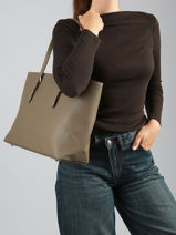 Schoudertas Saffiano A4-formaat Polyurethaan David jones Beige saffiano 5-vue-porte