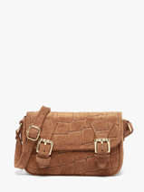 Cross Body Tas Velvet Croco Leder Milano Bruin velvet croco CV26062