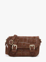 Cross Body Tas Velvet Croco Leder Milano Bruin velvet croco CV26062