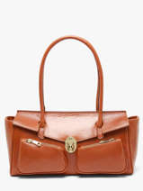 Baguette-tas Shiny Sauvage Leder Milano Bruin shiny sauvage SS26063