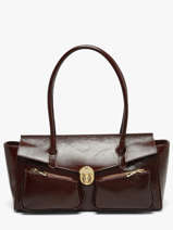 Baguette-tas Shiny Sauvage Leder Milano Bruin shiny sauvage SS26063