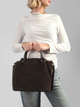 Schoudertas Suede Louisa Leder Lancaster Bruin suede louisa 104-vue-porte
