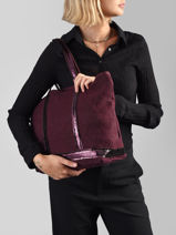 Handtas Met Rits M Le Cabas Linnen Pailletten Vanessa bruno Violet cabas lin 31V40378-vue-porte