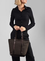 Handtas Cabas Katoen Vanessa bruno Bruin cabas 1V40378-vue-porte
