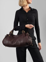 Schoudertas Tresse Leder Gerard darel Bruin tresse DES01478-vue-porte