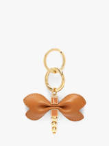 Sleutelhanger Libel Metaal En Leder Lancel Bruin charms A13868