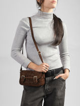 Cross Body Tas Velvet Croco Leder Milano Bruin velvet croco CV26062-vue-porte