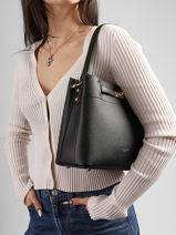 Schoudertas Saffiano David jones Zwart saffiano 4-vue-porte