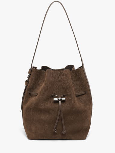 Longchamp Le roseau coulisse nubuck Schoudertas Bruin