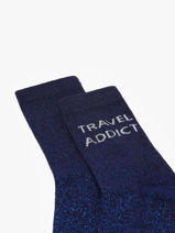 Damessokken T�tue Long Glitter Pieces Blauw socks women 17162499-vue-porte