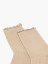 Sokken Pieces Beige socks women 17149458-vue-porte