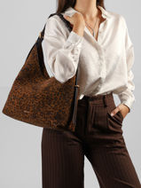 Schoudertas Jess Leder Vanessa bruno Bruin jess 10V40917-vue-porte