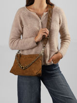 Cross Body Tas Vintage Leder Mila louise Bruin vintage 3864VC1-vue-porte
