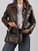 Cross Body Tas Brooklyn Leder Basilic pepper Bruin brooklyn BBRO03-vue-porte