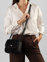 Cross Body Tas P�n�lope Shearling En Leder Nathan baume Zwart odyssey 1S-vue-porte