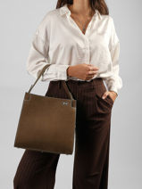 Handtas Elisabeth Nubuck Leder Nathan baume Bruin dynasty 4NG-vue-porte