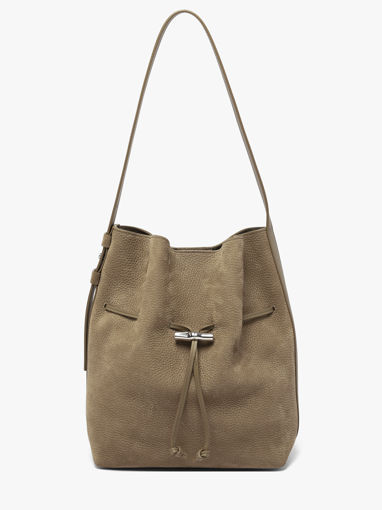 Longchamp Le roseau coulisse nubuck Schoudertas Bruin