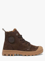 Winter Enkellaarsjes Uit Leder Palladium Bruin women 94979249