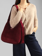 Schoudertas Velours Ribfluweel Hindbag Rood velours V-vue-porte