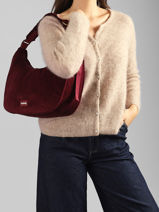 Schoudertas Bianca Ribfluweel Hindbag Rood velours V-vue-porte