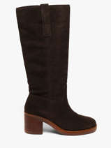 Laarzen Met Hak Uit Leder Another trend Bruin women 56321110