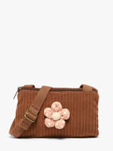 Cross Body Tas Kids Flower Ribfluweel Le voyage en panier Bruin kids AHP350