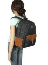 Rugzak 1 Compartiment Roxy Zwart backpack RJBP3914-vue-porte