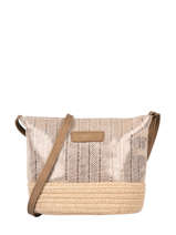Cross Body Tas Irisé Raffia Le voyage en panier Beige guimauve PM289