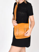 Cross Body Tas La Sacoche Leder Paul marius Geel vintage S-vue-porte