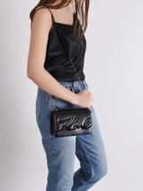 Cross Body Tas K Signature Leder Karl lagerfeld Zwart k signature 205W3005-vue-porte