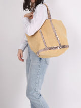 Handtas L Le Cabas Linnen Pailletten Vanessa bruno Geel cabas lin 31V40315-vue-porte