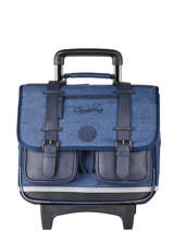 Boekentas Op Wieltjes 3 Compartimenten Cameleon Blauw vintage color CR38