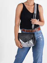 Cross Body Tas M Suzon Argento Leder Paul marius Zwart argento SUZMARG-vue-porte
