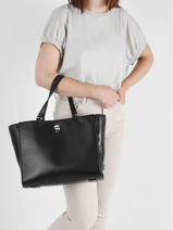 Schoudertas K/ikonik Leder Karl lagerfeld Zwart k ikonic 215W3052-vue-porte