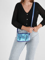 Cross Body Tas Mini Indispensable Scarabee Leder Paul marius Blauw scarabee MINISCA-vue-porte