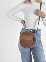 Cross Body Tas Dorine Su�de Leder Nathan baume Bruin nathan I-FINE1-vue-porte