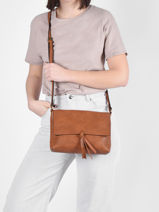 Cross Body Tas Vintage Flora & co Bruin grained F8044-vue-porte