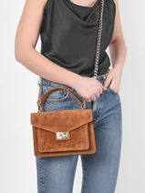 Cross Body Tas Velvet Leder Milano Bruin velvet VE21061G-vue-porte