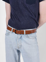 Herenriem Leder Tommy hilfiger Bruin belt AM0847Z-vue-porte