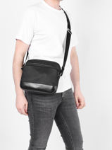 Cross Body Tas Gaspard Leder En Nylon Le tanneur Zwart gaspard TGAS2204-vue-porte
