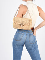 Schoudertas L Moon Raffia Vanessa bruno Beige moon raphia 225984-vue-porte