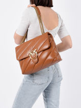 Schoudertas Big Love Bag Puff Maxi Quilt Leder Pinko Bruin love bag puff 365994-vue-porte